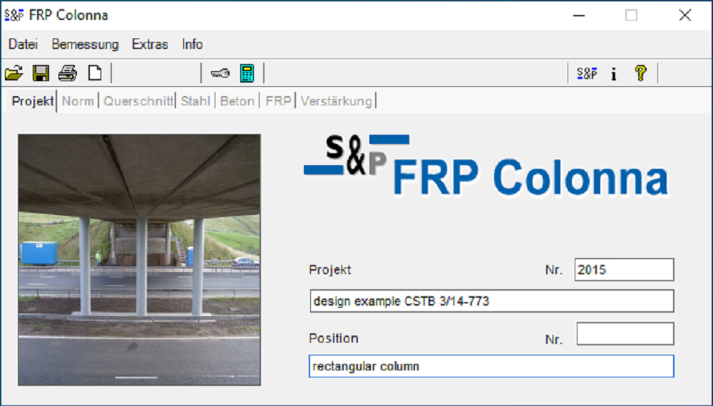 FRP Colonna Bemessungsprogramm – Ansicht 1